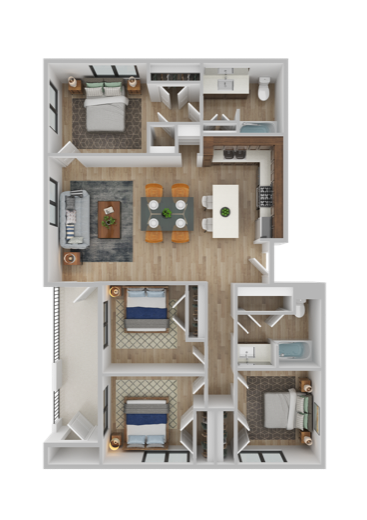 4 Bed / 2 Bath floor plan